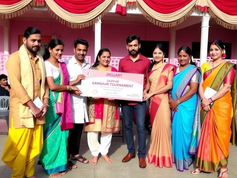 Jaipur Jaguars Gangaur Tournament 2024 prize distribution in Jaipur with players in traditional attire